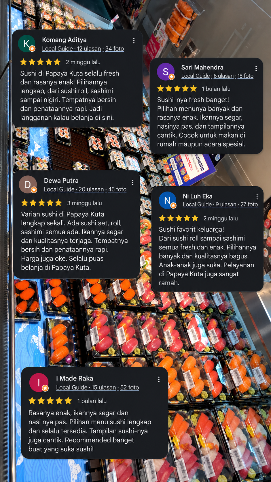 Review pelanggan Papaya - Sushi